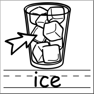 Clip Art: Basic Words: Ice B&W Labeled