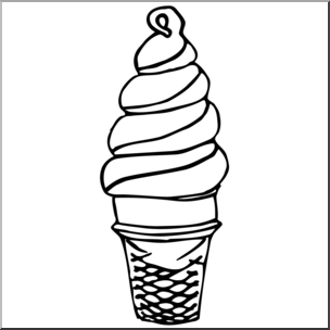 Clip Art: Ice Cream Cone 2 B&W