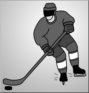 Clip Art: Ice Hockey Grayscale 1