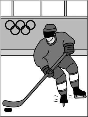 Clip Art: Winter Olympics: Ice Hockey Grayscale