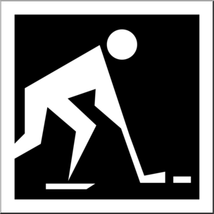 Clip Art: Winter Olympics Event Icon: Ice Hockey B&W