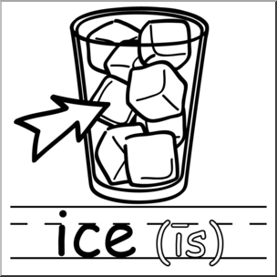Clip Art: Basic Words: -ice Phonics: Ice B&W