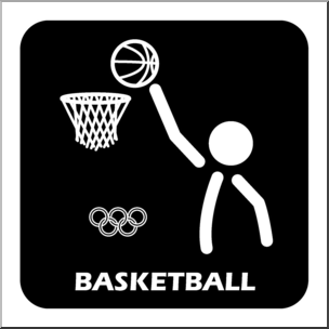 Clip Art: Summer Olympics Event Icon: Basketball B&W