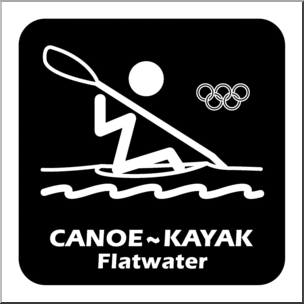 Clip Art: Summer Olympics Event Icon: Canoe Flatwater B&W