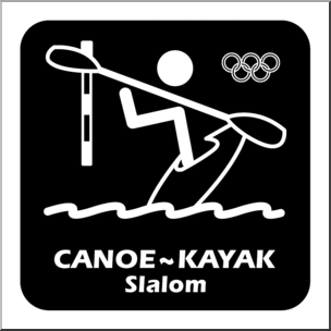 Clip Art: Summer Olympics Event Icon: Canoe Slalom B&W