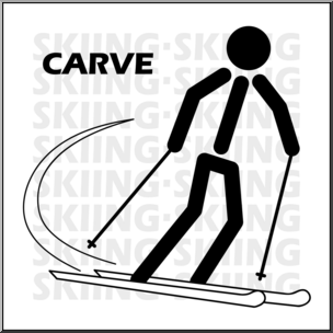 Clip Art: Skiing Carve B&W