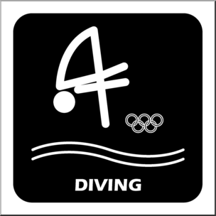 Clip Art: Summer Olympics Event Icon: Diving B&W