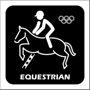 Clip Art: Summer Olympics Event Icon: Equestrian B&W