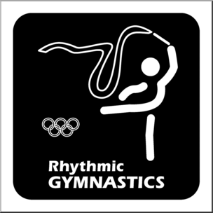 Clip Art: Summer Olympics Event Icon: Gymnastics Rhythmic B&W