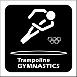 Clip Art: Summer Olympics Event Icon: Gymnastics Trampoline B&W