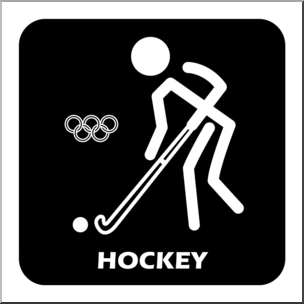 Clip Art: Summer Olympics Event Icon: Hockey B&W
