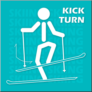 Clip Art: Skiing Kick Turn Color