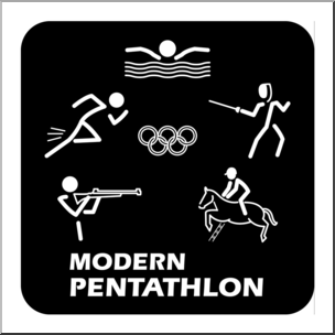 Clip Art: Summer Olympics Event Icon: Modern Pentathlon B&W