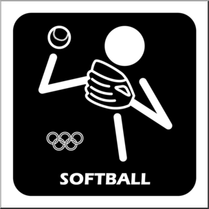 Clip Art: Summer Olympics Event Icon: Softball B&W