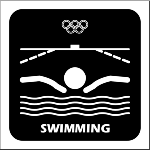 Clip Art: Summer Olympics Event Icon: Swimming B&W