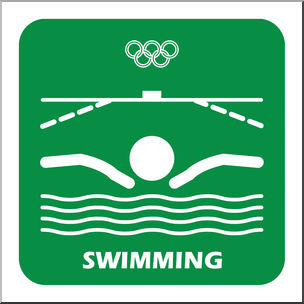 Clip Art: Summer Olympics Event Icon: Swimming Color