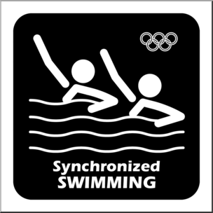 Clip Art: Summer Olympics Event Icon: Synchronized Swimming B&W