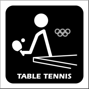 Clip Art: Summer Olympics Event Icon: Table Tennis B&W