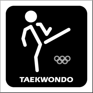 Clip Art: Summer Olympics Event Icon: Taekwondo B&W