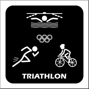 Clip Art: Summer Olympics Event Icon: Triathlon B&W