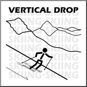 Clip Art: Skiing Vertical Drop B&W