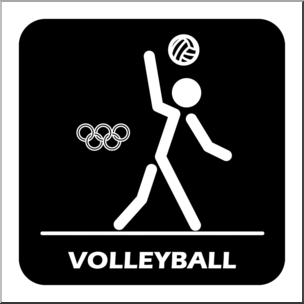 Clip Art: Summer Olympics Event Icon: Volleyball B&W