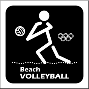Clip Art: Summer Olympics Event Icon: Beach Volleyball B&W