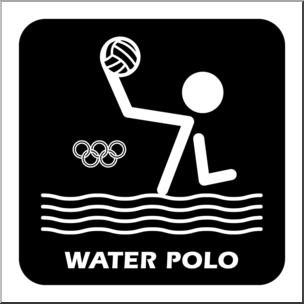 Clip Art: Summer Olympics Event Icon: Water Polo B&W