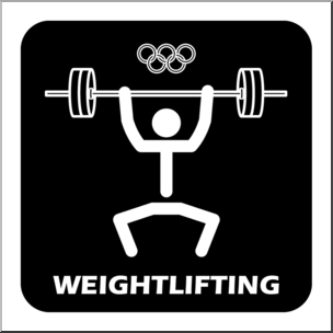 Clip Art: Summer Olympics Event Icon: Weightlifting B&W