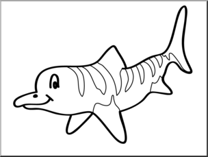 Clip Art: Basic Words: Ichthyosaur B&W Unlabeled