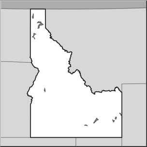 Clip Art: US State Maps: Idaho Grayscale