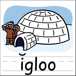 Clip Art: Basic Words: Igloo Color Labeled