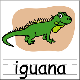 Clip Art: Basic Words: Iguana Color Labeled