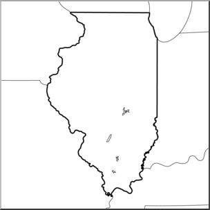 Clip Art: US State Maps: Illinois B&W