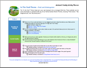 Family Activity Planner: In the Yard Theme