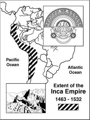 Clip Art: Extent of the Inca Empire B&W