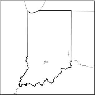 Clip Art: US State Maps: Indiana B&W