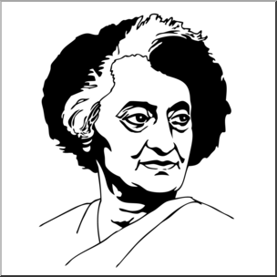 Clip Art: India: Indira Gandhi B&W