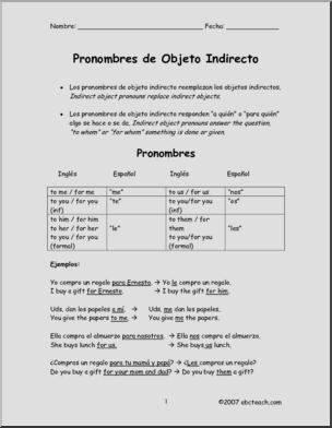 Spanish: Pronombres de Objeto Indirecto: ExplicaciÃ›n y prÂ·ctica (secundaria)