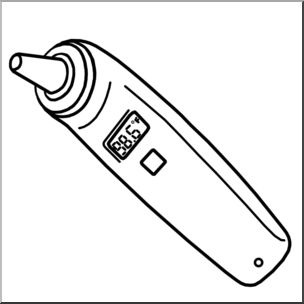 Clip Art: Medicine & Medical Technology: Thermometer: Infrared Ear B&W