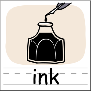 Clip Art: Basic Words: Ink Color Labeled