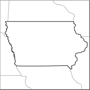 Clip Art: US State Maps: Iowa B&W