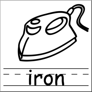 Clip Art: Basic Words: Iron B&W Labeled