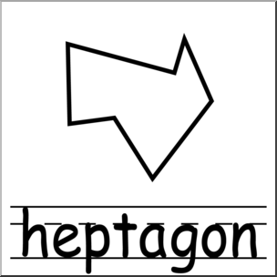 Clip Art: Irregular Polygons: Heptagon B&W Labeled