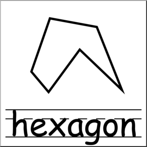 Clip Art: Irregular Polygons: Hexagon B&W Labeled