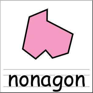 Clip Art: Irregular Polygons: Nonagon Color Labeled