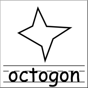 Clip Art: Irregular Polygons: Octagon B&W Labeled