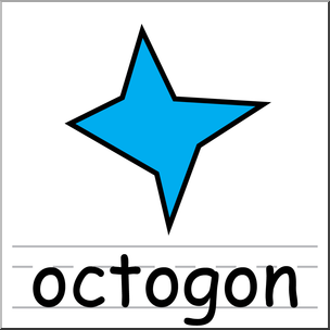 Clip Art: Irregular Polygons: Octagon Color Labeled