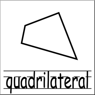 Clip Art: Irregular Polygons: Quadrilateral B&W Labeled