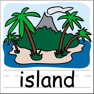 Clip Art: Basic Words: Island Color Labeled
